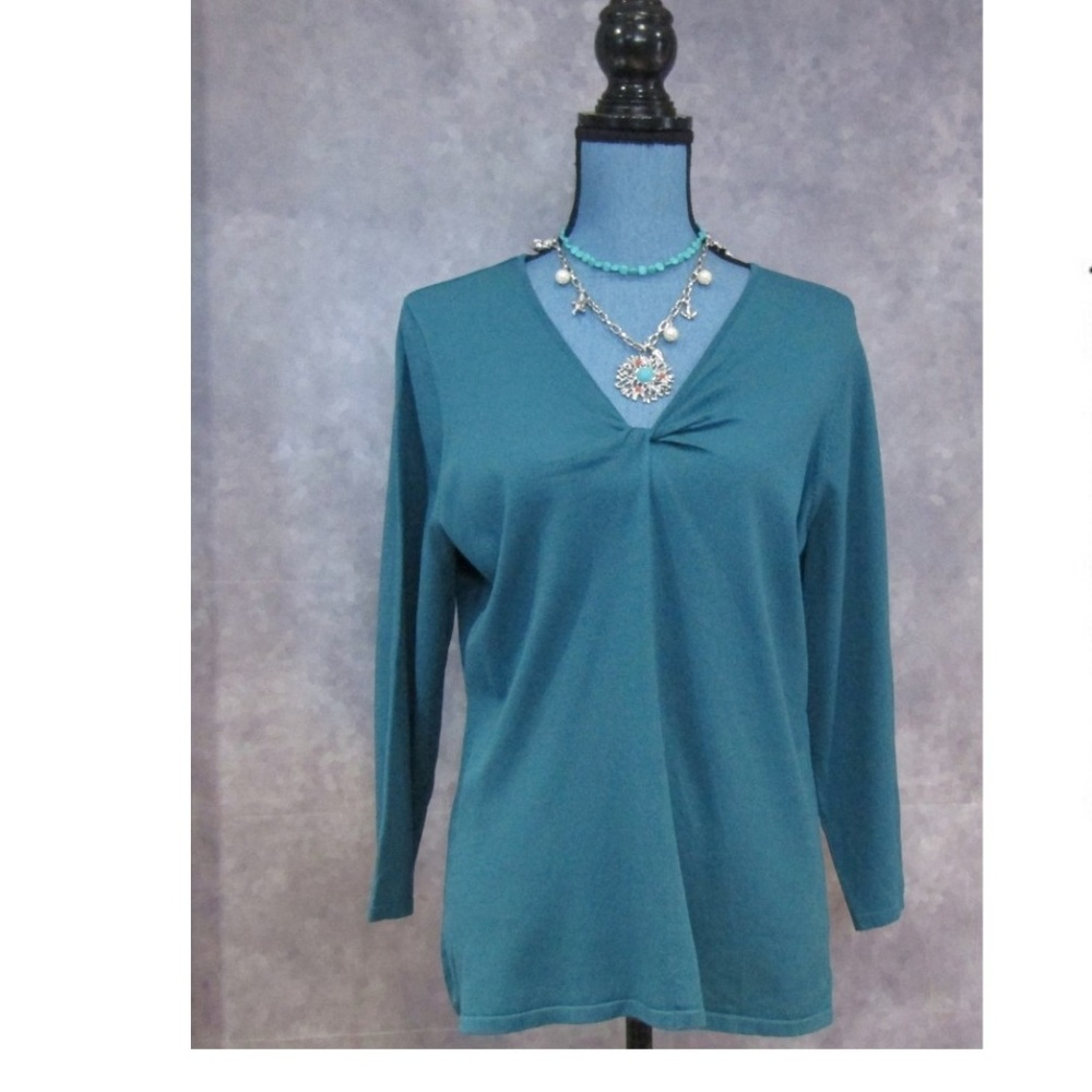 NWOT Liz Claiborne Teal Blue Knit Top Size L